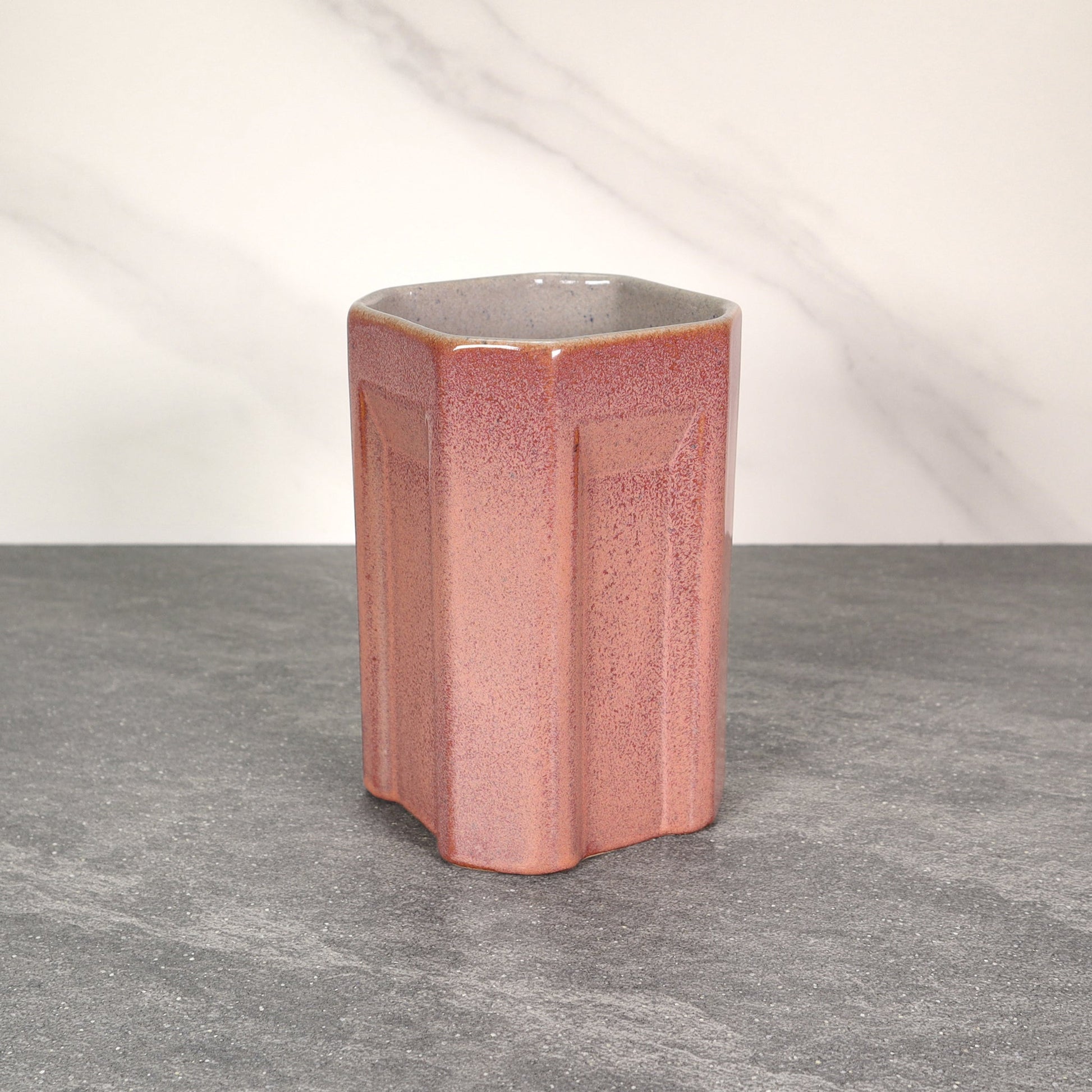 Red and Gray Square Indented 16 oz Stoneware Cup