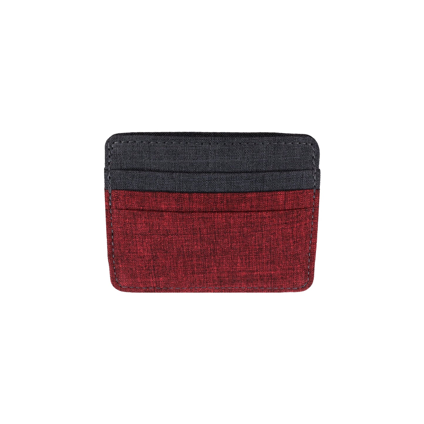 Red and Gray Polyester Fabric Card Holder Wallet