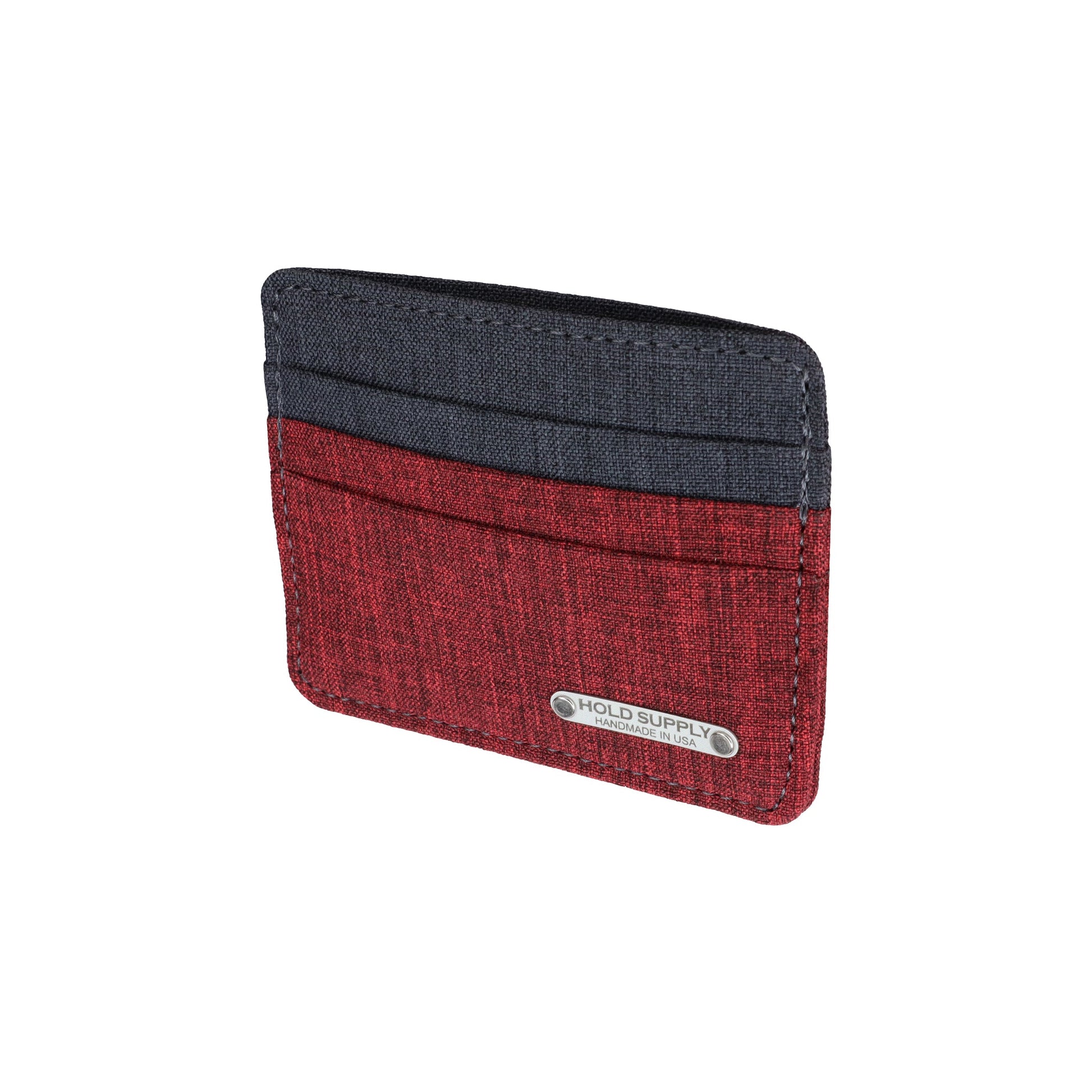 Red and Gray Polyester Fabric Card Holder Wallet